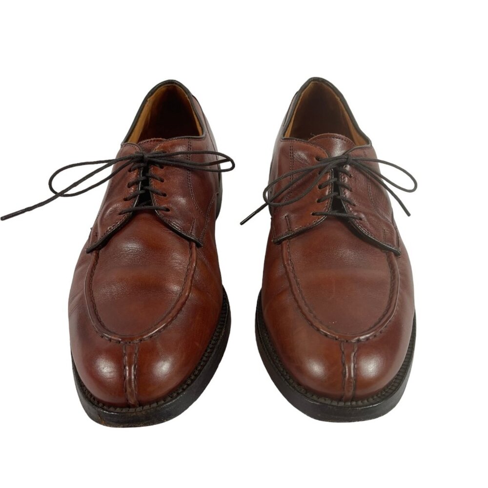 Allen Edmonds Bradley Dress Shoes Sz 9.5 Oxford Split Toe Brown Tan Leather‎